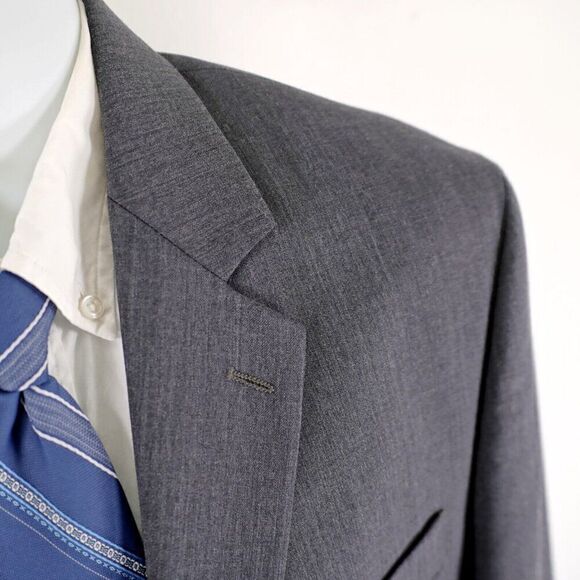 Calvin Klein Wool Gray 2 Button 2 Piece Suit 42L 36/32 High Rise Flat Front Part - Picture 4 of 16